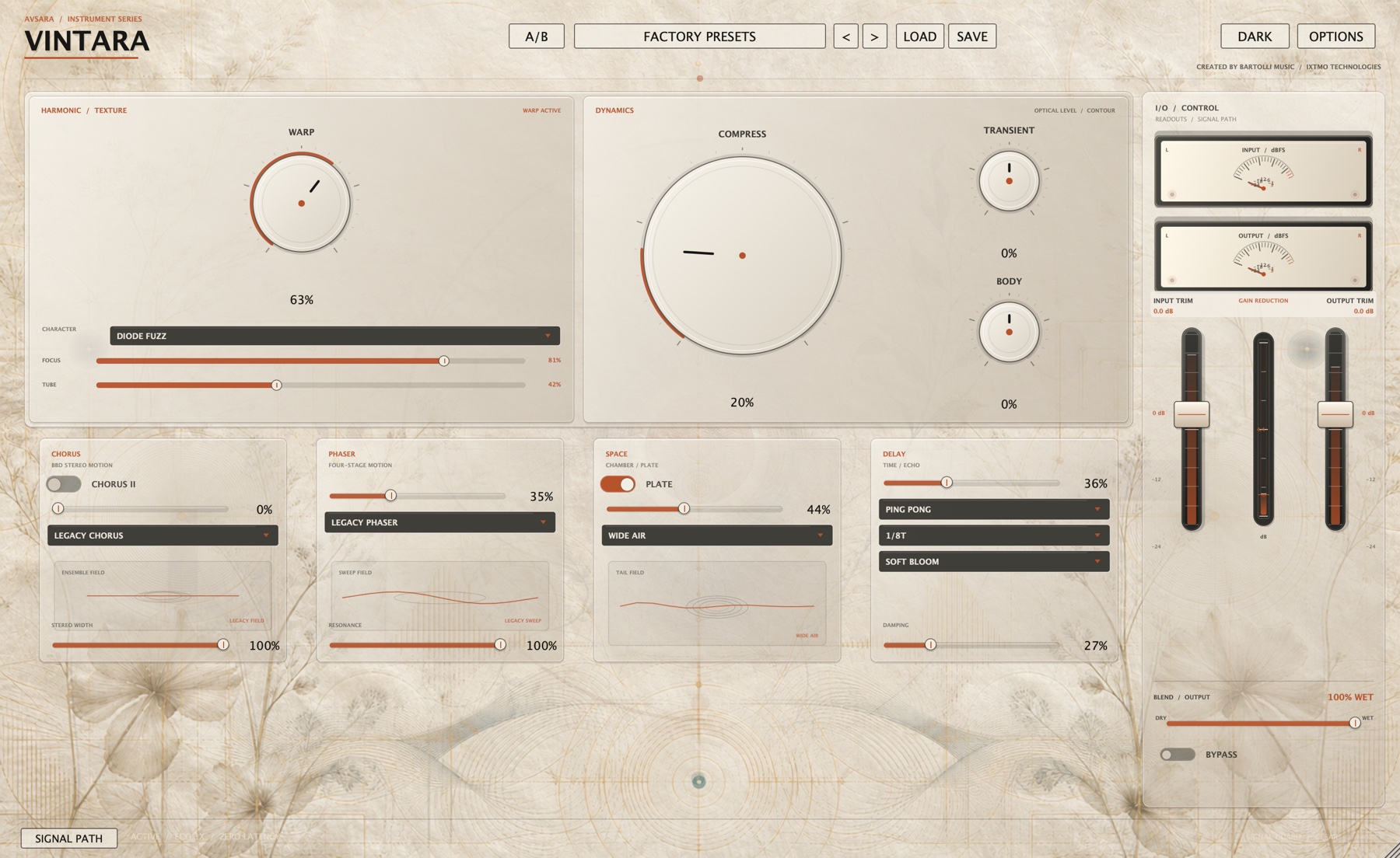 VINTARA native audio instrument interface, earlier 2.4.3 capture